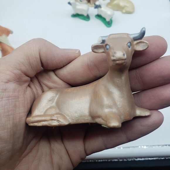 16 Piece Vintage 1983‎ Hand Painted Ceramic Nativity Set 4" Tallest Pieces - Picture 15 of 16